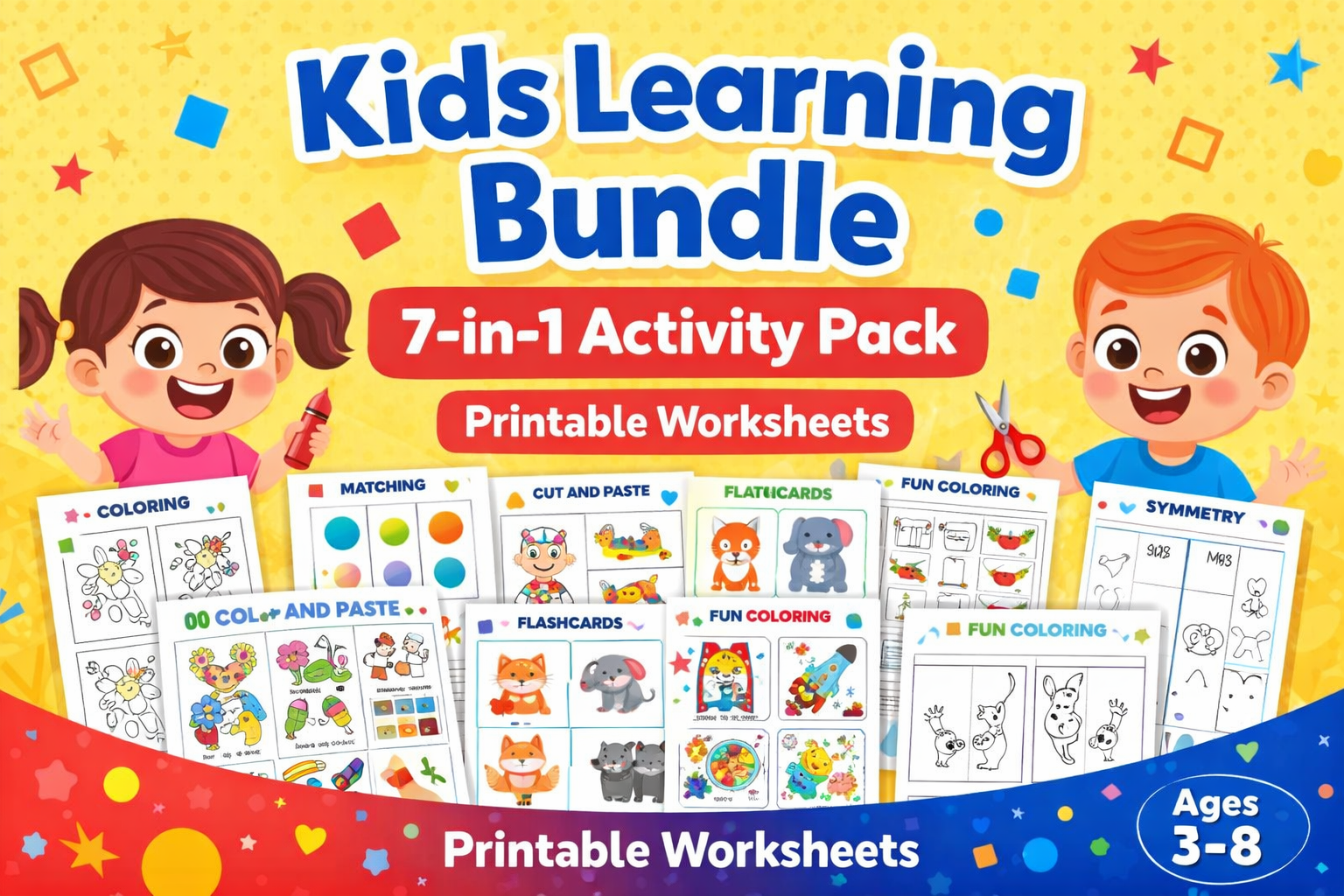 Kids Coloring & Activity Mega Bundle (7-in-1 Learning Pack | Printable Worksheets)